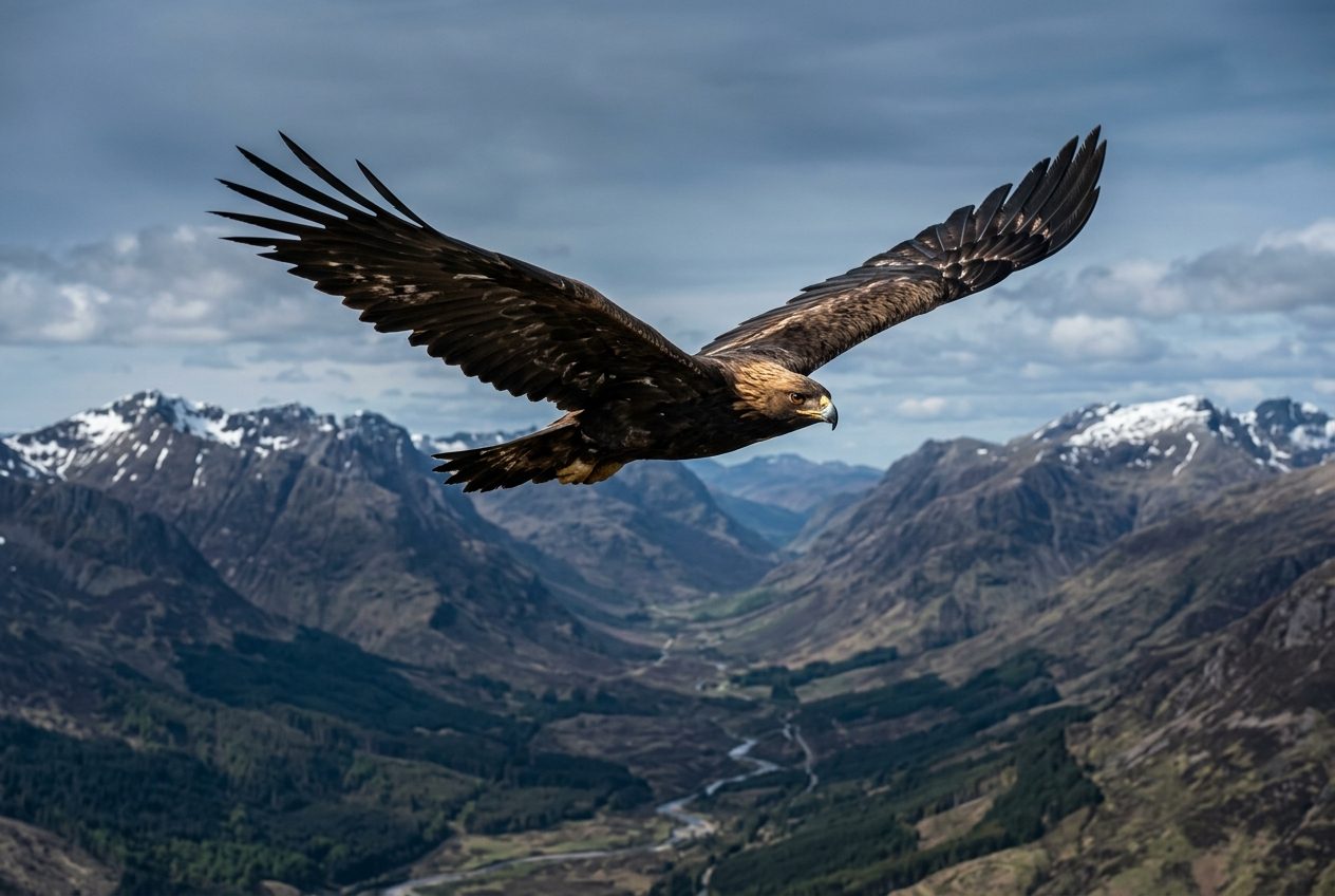 Vision and command — an eagle in flight